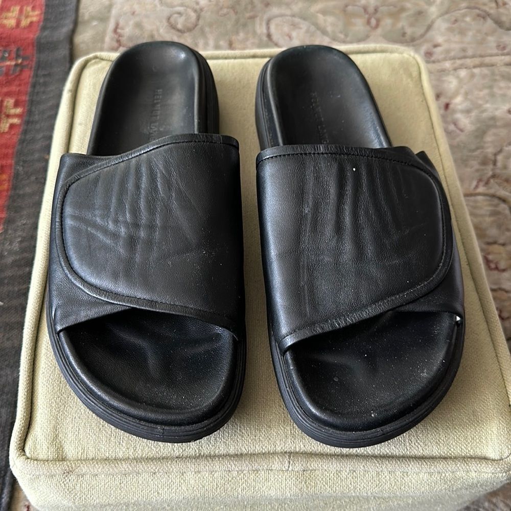 Helmut Lang slides. Black leather. - Picture 2 of 8